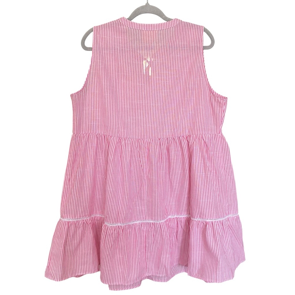 Umgee Pink White Stripe Sleeveless Tribal Aztec Print Mini Dress Size Large NWT - Picture 3 of 8